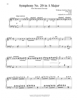 page one of Symphony No. 29, First Movement Excerpt (Piano Solo)