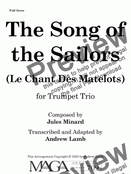 page one of The Song of the Sailors (arr. for Trumpet Trio)