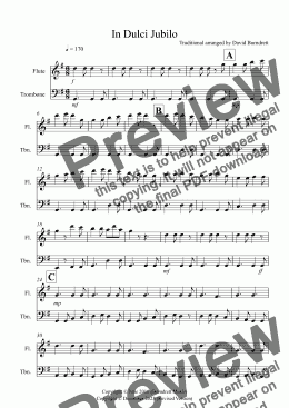 page one of In Dulci Jubilo for Flute and Trombone Duet