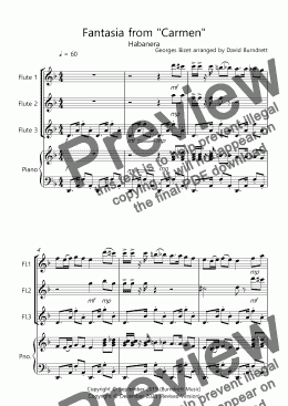 page one of Habanera (Fantasia from Carmen) for Flute Trio