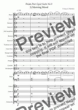 page one of GRIEG - Morning Mood from Peer Gynt Suite No.1 (arranged for training orchestra)