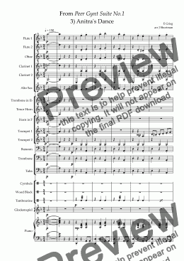 page one of GRIEG - Anitra's Dance from Peer Gynt Suite No.1 (arranged for training wind band)