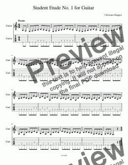 page one of Student Etude No.1 for Classical Guitar