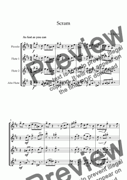 page one of Scram - Flute Quartet