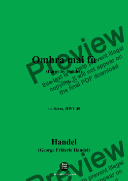 page one of Handel-Ombra mai fù,for Violin,Cello and Piano