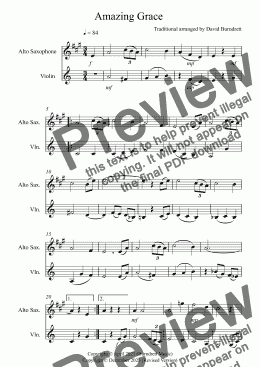 page one of Amazing Grace for Alto Saxophone and Violin Duet