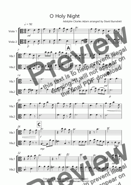 page one of O Holy Night for Viola Duet