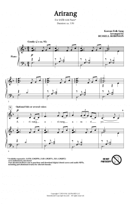 page one of Arirang (arr. Russell Robinson) (SATB Choir)