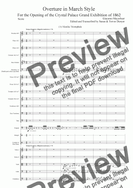 page one of Overture as a March - Meyerbeer - Orchestra - Score