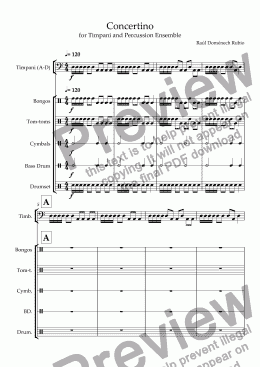 page one of Concertino for Timpani and Percussion Ensemble