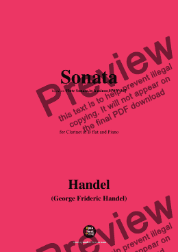 page one of Handel-Sonata,for Clarinet and Piano