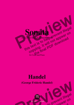 page one of Handel-Sonata,for Cello and Piano