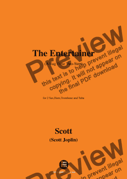 page one of Joplin-The Entertainer(A Rag Time Two-Step),for 2 Sax,Horn,Trombone and Tuba