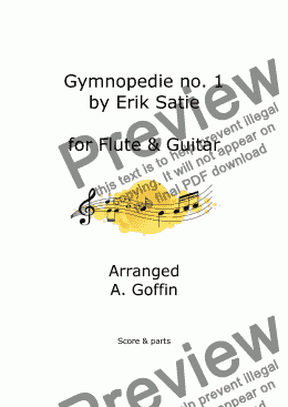 page one of Gymnopedie no. 1, Flute & Guitar