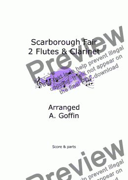 page one of Scarborough Fair 2 flutes and clarinet