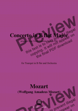 page one of W. A. Mozart-Concerto in E flat Major,for Trumpet in B flat and Orchestra