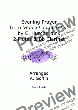 page one of Evening Prayer Trio for 2 Flutes and Bb Clarinet