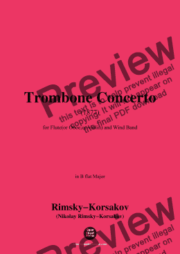 page one of Rimsky-Korsakov-Trombone Concerto(1877),for Flute(or Oboe,or Violin) and Wind Band