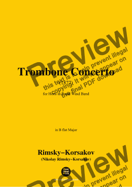 page one of Rimsky-Korsakov-Trombone Concerto(1877),for Horn in F and Wind Band