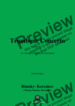 page one of Rimsky-Korsakov-Trombone Concerto(1877),for Trumpet in B flat and Wind Band