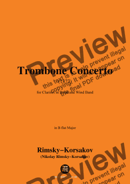 page one of Rimsky-Korsakov-Trombone Concerto(1877),for Clarinet in B flat and Wind Band