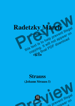 page one of Johann Strauss I-Radetzky March,Op.228,in D Major,for Orchestra