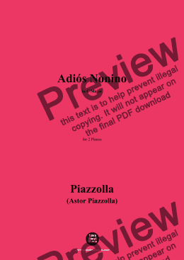 page one of Piazzolla-Adiós Nonino(Tango-Rhapsody,1959),in ,in C Major,for 2 Pianos