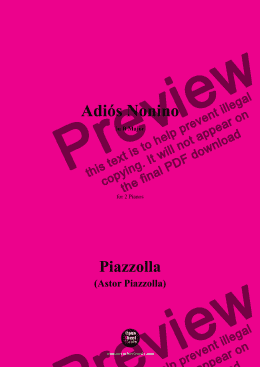 page one of Piazzolla-Adiós Nonino(Tango-Rhapsody,1959),in ,in B Major,for 2 Pianos