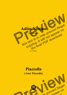 page one of Piazzolla-Adiós Nonino(Tango-Rhapsody,1959),in ,in D flat Major,for 2 Pianos