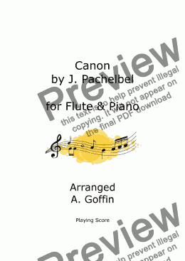 page one of Pachelbel's Canon, duet for flute and piano