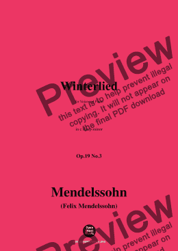 page one of F. Mendelssohn-Winterlied,Op.19 No.3,in c sharp minor