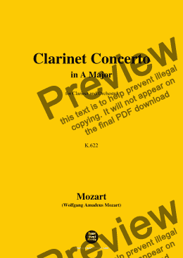 page one of W. A. Mozart-Clarinet Concerto in A Major,K.622,for Clarinet and Orchestra