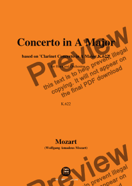 page one of W. A. Mozart-Concerto in A Major,based on 'Clarinet Concerto in A Major,K.622',for Horn and Orchestra