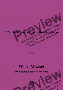 page one of W. A. Mozart-12 Variations on Ah,vous dirai-je maman,K.265,for Piano