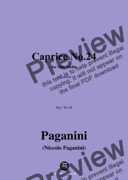 page one of Paganini-Caprice No.24,Op.1 No.24,in a minor,for Solo Violin