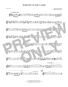 page one of Worthy Is The Lamb (Alto Sax Solo)