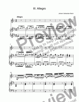 page one of Bach,Johann Sebastian (after Vivaldi) - Concerto in D major, BWV 972 - III.Allegro for trumpet piccolo A & piano