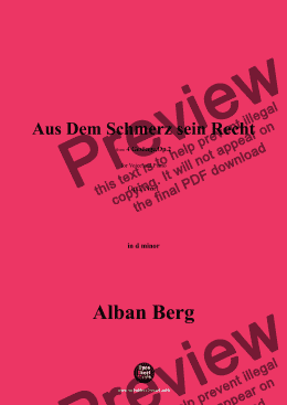 page one of Alban Berg-Aus Dem Schmerz sein Recht(1910),in d minor,Op.2 No.1