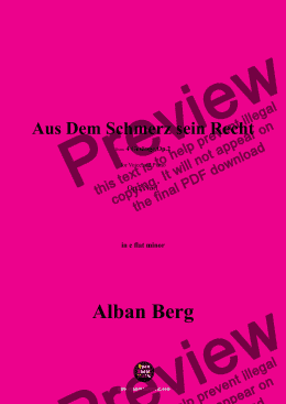 page one of Alban Berg-Aus Dem Schmerz sein Recht(1910),in e flat minor,Op.2 No.1