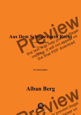 page one of Alban Berg-Aus Dem Schmerz sein Recht(1910),in f sharp minor,Op.2 No.1