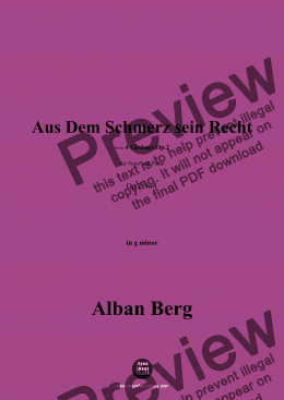 page one of Alban Berg-Aus Dem Schmerz sein Recht(1910),in g minor,Op.2 No.1