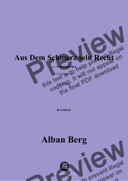 page one of Alban Berg-Aus Dem Schmerz sein Recht(1910),in a minor,Op.2 No.1