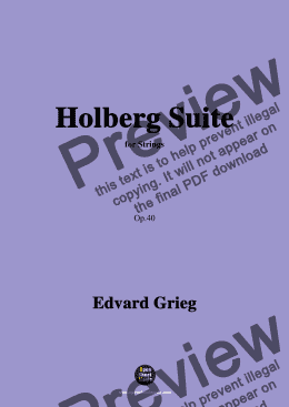 page one of Grieg-Holberg Suite,Op.40,for Strings