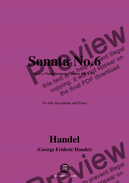 page one of Handel-Sonata No.6,for Alto Saxophone and Piano