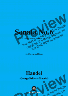 page one of Handel-Sonata No.6,for Clarinet and Piano