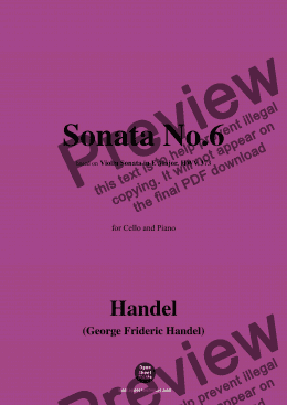 page one of Handel-Sonata No.6,for Cello and Piano