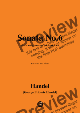 page one of Handel-Sonata No.6,for Viola and Piano