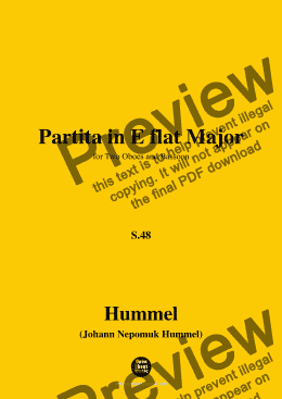 page one of Hummel-Partita,in E flat Major,S.48,for Two Oboes and Bassoon