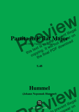 page one of Hummel-Partita,in E flat Major,S.48,for Oboe,Clarinet and Bassoon