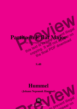 page one of Hummel-Partita,in E flat Major,S.48,for 2 Clarinets and Bassoon